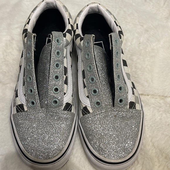 VANS OFF THE WALL GLITTER CHECKERBOARD OLD SKOOL SHOES - Picture 6 of 10